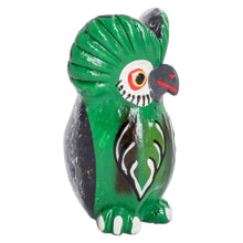 Load image into Gallery viewer, Ceramic Owl Figurine in Green Hand-Painted in Guatemala - Wise Tecolote | NOVICA
