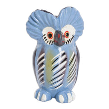 Load image into Gallery viewer, Ceramic Owl Figurine in Light Blue Hand-Painted in Guatemala - Curious Tecolote | NOVICA
