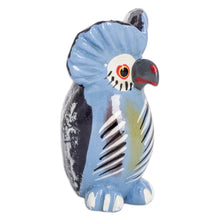 Load image into Gallery viewer, Ceramic Owl Figurine in Light Blue Hand-Painted in Guatemala - Curious Tecolote | NOVICA
