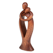 Load image into Gallery viewer, Hand-Carved Romantic Semi-Abstract Suar Wood Sculpture - Valentine Romance | NOVICA
