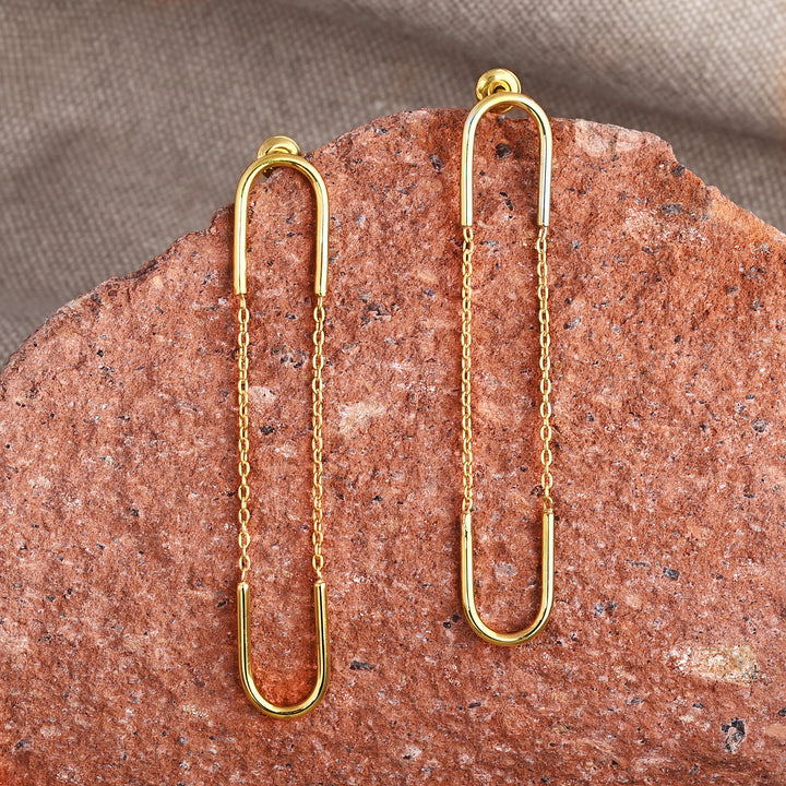 Modern Gold-Plated Dangle Earrings in a Polished Finish - Victorious Equilibrium | NOVICA