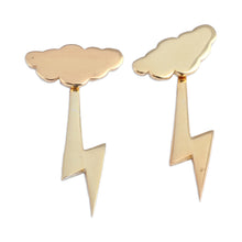 Load image into Gallery viewer, Nature-Themed Bolt Gold-Plated Ear Jacket Earrings - Triumph Thunder | NOVICA
