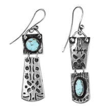 Load image into Gallery viewer, Sterling Silver Dangle Earrings with Oval &amp; Round Turquoise - Enchanting Allure | NOVICA
