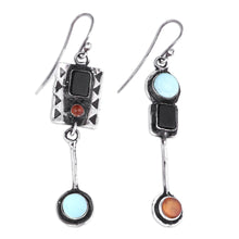 Load image into Gallery viewer, Geometric Modern Multi-Gemstone Dangle Earrings from Armenia - Aesthetic Sensations | NOVICA
