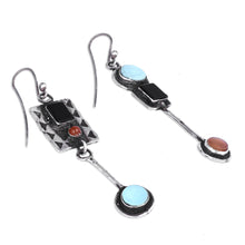 Load image into Gallery viewer, Geometric Modern Multi-Gemstone Dangle Earrings from Armenia - Aesthetic Sensations | NOVICA
