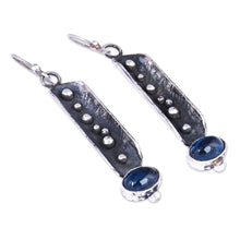 Load image into Gallery viewer, Traditional Oxidized Synthetic Sapphire Dangle Earrings - Magical Fruits | NOVICA
