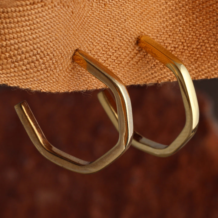 Geometric Minimalist Gold-Plated Half-Hoop Earrings - Triumphant Minimalism | NOVICA