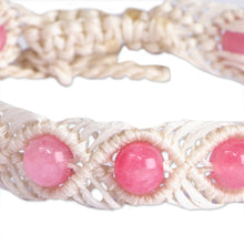 Load image into Gallery viewer, Agate Beaded Macrame Anklet in Pink and White from Armenia - Precious Pink | NOVICA
