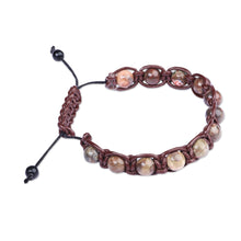 Load image into Gallery viewer, Men's Adjustable Leather and Agate Beaded Bracelet - Mystic Hero | NOVICA
