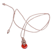 Load image into Gallery viewer, Adjustable Macrame Necklace with Quartz Pendant from Armenia - Unmatched Beauty | NOVICA
