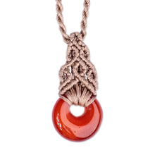 Load image into Gallery viewer, Adjustable Macrame Necklace with Quartz Pendant from Armenia - Unmatched Beauty | NOVICA
