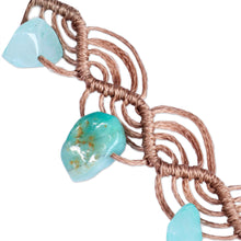 Load image into Gallery viewer, Cotton and Amazonite Macrame Charm Necklace from Armenia - Paradisiacal Triumph | NOVICA
