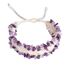 Load image into Gallery viewer, Handwoven Cotton and Amethyst Macrame Beaded Bracelet - Wise Dreams | NOVICA
