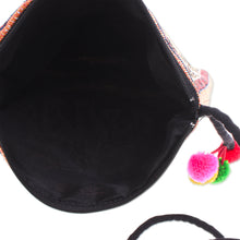 Load image into Gallery viewer, Handmade Cotton Blend Elephant-Themed Sling Bag with Pompoms - Elephant Flair | NOVICA
