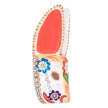 Load image into Gallery viewer, Hand-Painted Floral Orange and White Bunny Pinewood Mask - Floral Hops | NOVICA
