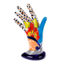 Load image into Gallery viewer, Hacienda-Themed Hand-Shaped Ceramic Jewelry Holder - Precious Customs | NOVICA
