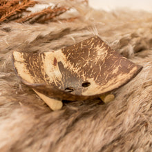 Load image into Gallery viewer, Handcrafted Coconut Shell Soap Dish with Pinewood Base - Natural Bath | NOVICA
