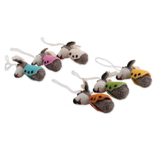 Load image into Gallery viewer, Set of 6 Handcrafted Colorful Reindeer Wool Felt Ornaments - Reindeer Gathering | NOVICA
