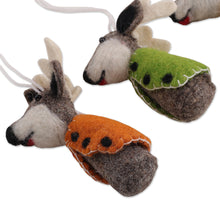Load image into Gallery viewer, Set of 6 Handcrafted Colorful Reindeer Wool Felt Ornaments - Reindeer Gathering | NOVICA
