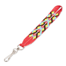 Load image into Gallery viewer, Handcrafted Geometric Glass Beaded Keychain in Red - Key to Romance | NOVICA
