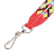 Load image into Gallery viewer, Handcrafted Geometric Glass Beaded Keychain in Red - Key to Romance | NOVICA
