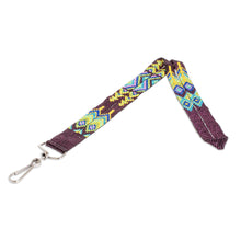 Load image into Gallery viewer, Handmade Beaded Purple Neck Lanyard Keychain Holder - Handy and Enchanting | NOVICA
