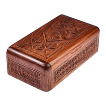 Load image into Gallery viewer, Hand-Carved Traditional Armenian-Themed Wood Jewelry Box - Armenian Treasures | NOVICA
