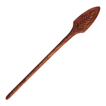Load image into Gallery viewer, Hand-Carved Leafy Light Brown Walnut Wood Hair Pin - Sylvan Deity | NOVICA
