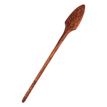 Load image into Gallery viewer, Hand-Carved Leafy Light Brown Walnut Wood Hair Pin - Sylvan Deity | NOVICA
