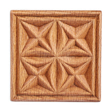 Load image into Gallery viewer, Hand-Carved Square Diamond-Patterned Beechwood Cookie Press - Delicious Diamond | NOVICA
