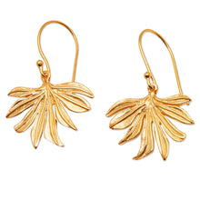 Load image into Gallery viewer, Palm Leaf-Shaped 18k Gold-Plated Brass Dangle Earrings - Palms &amp; Victory | NOVICA
