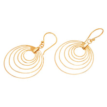 Load image into Gallery viewer, Abstract Round 18k Gold-Plated Brass Dangle Earrings - Triumphant Orbits | NOVICA
