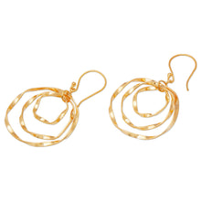 Load image into Gallery viewer, Whirlpool-Shaped 18k Gold-Plated Brass Dangle Earrings - Victory Whirlpool | NOVICA
