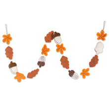 Load image into Gallery viewer, Wool Felt Christmas Tree Garland with Acorn and Leaf Motifs - Festive Charm | NOVICA
