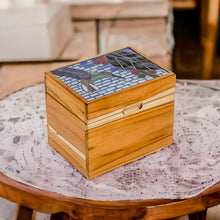 Load image into Gallery viewer, Handcrafted Hummingbird Mosaic Teak Wood Decorative Box - Mosaically Harmonious | NOVICA
