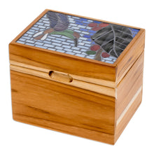 Load image into Gallery viewer, Handcrafted Hummingbird Mosaic Teak Wood Decorative Box - Mosaically Harmonious | NOVICA
