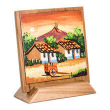 Load image into Gallery viewer, Hand-Painted Table &amp; Wall Wood Decorative Accent with Stand - Countryside Afternoon | NOVICA
