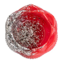 Load image into Gallery viewer, Red Resin Lotus Tealight Candleholder with Silver Glitter - Passionate Peace | NOVICA
