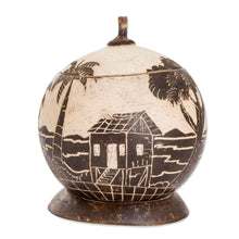 Load image into Gallery viewer, Handmade Round Dried Gourd Caribbean Town Decorative Accent - Caribbean Landscape | NOVICA

