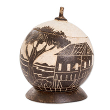 Load image into Gallery viewer, Handmade Round Dried Gourd Caribbean Town Decorative Accent - Caribbean Landscape | NOVICA
