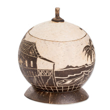 Load image into Gallery viewer, Handmade Round Dried Gourd Caribbean Town Decorative Accent - Caribbean Landscape | NOVICA
