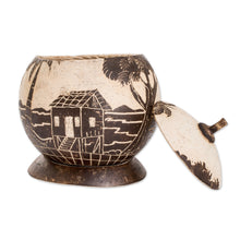 Load image into Gallery viewer, Handmade Round Dried Gourd Caribbean Town Decorative Accent - Caribbean Landscape | NOVICA
