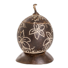 Load image into Gallery viewer, Tropical Floral Handmade Round Dried Gourd Decorative Accent - Caribbean Flowers | NOVICA
