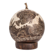 Load image into Gallery viewer, Sea Life-Themed Round Dried Gourd Decorative Accent - Seafloor | NOVICA
