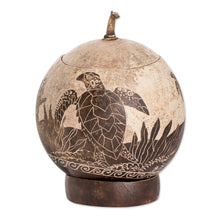 Load image into Gallery viewer, Sea Life-Themed Round Dried Gourd Decorative Accent - Seafloor | NOVICA
