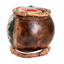 Load image into Gallery viewer, Hand-Painted Red Heliconia Dried Gourd Decorative Accent - Red Heliconias | NOVICA
