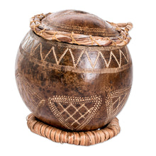 Load image into Gallery viewer, Hand-Carved Geometric-Themed Dried Gourd Decorative Accent - Sacred Treasure | NOVICA
