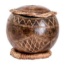 Load image into Gallery viewer, Hand-Carved Geometric-Themed Dried Gourd Decorative Accent - Sacred Treasure | NOVICA
