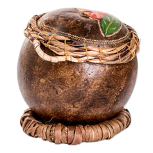 Load image into Gallery viewer, Crane Flower-Themed Painted Dried Gourd Decorative Accent - Crane Flower | NOVICA
