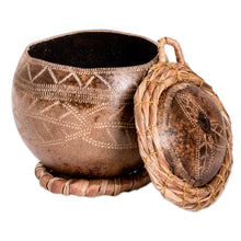 Load image into Gallery viewer, Hand-Carved Leafy-Patterned Dried Gourd Decorative Accent - Abaca Leaves | NOVICA
